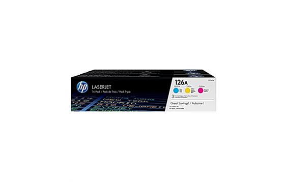 114975 HP CF341A Toner HP CF341AM 126A C/M/Y (3) pakke med alle 3 farger